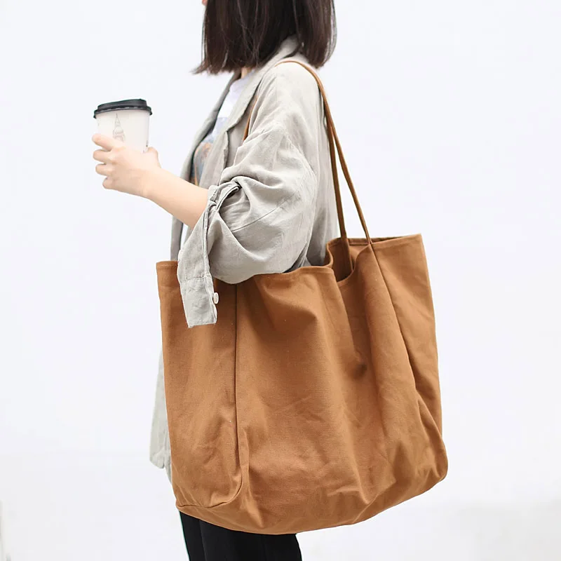 

Большие холщовые сумки, женские сумки для покупок большой вместимости, простые женские сумки через плечо, универсальные дизайнерские сумки