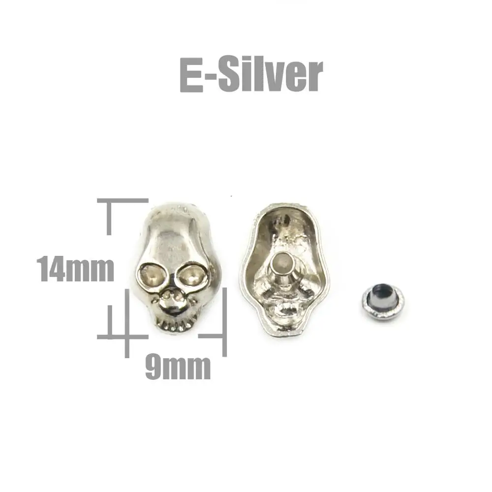 E Silver 10Pcs Череп крест кость заклепки с шипами пятна Гвоздика панк-рок DIY Кожа ремесло для одежды мешок обуви части одежды аксессуары - Цвет: E Silver 10Pcs