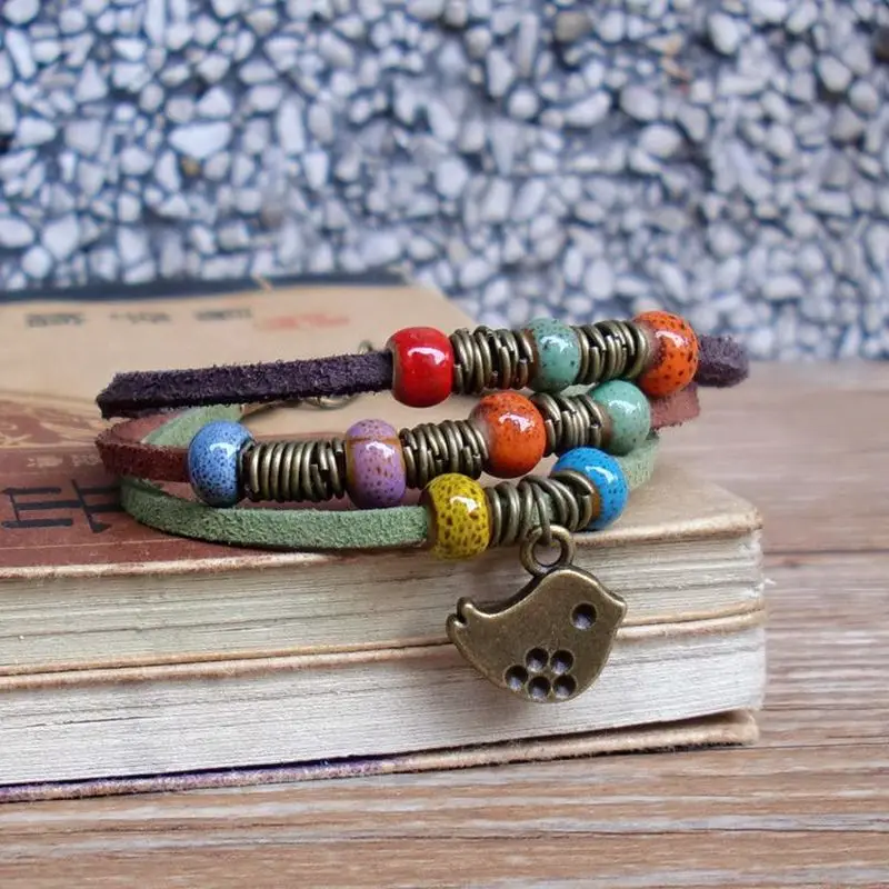 Винтажный кулон в этническом стиле с птицами ювелирные изделия многослойный