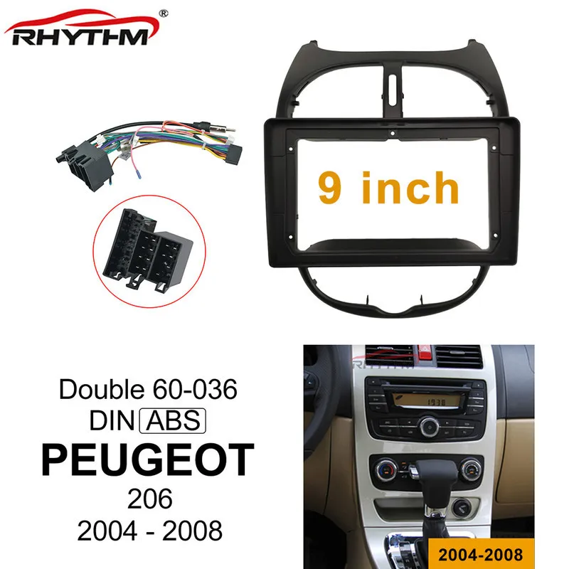 9-дюймовая Автомобильная фасция для PEUGEOT 206 2004-2008 автомобильный dvd фасциас с
