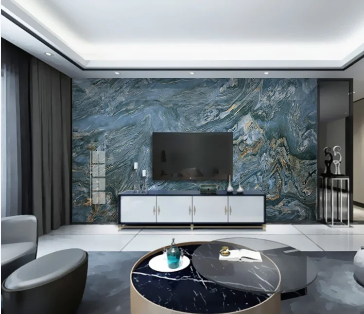 Синяя мраморная настенная бумага ткань декор стен картина большие фотографии