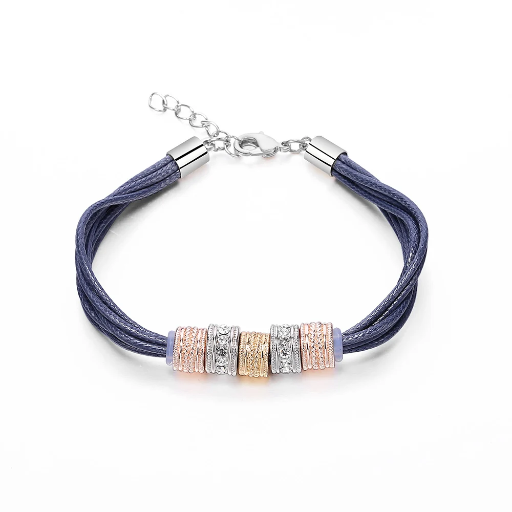 Браслет из кожаной веревочки многослойный для женщин изящные разноцветные