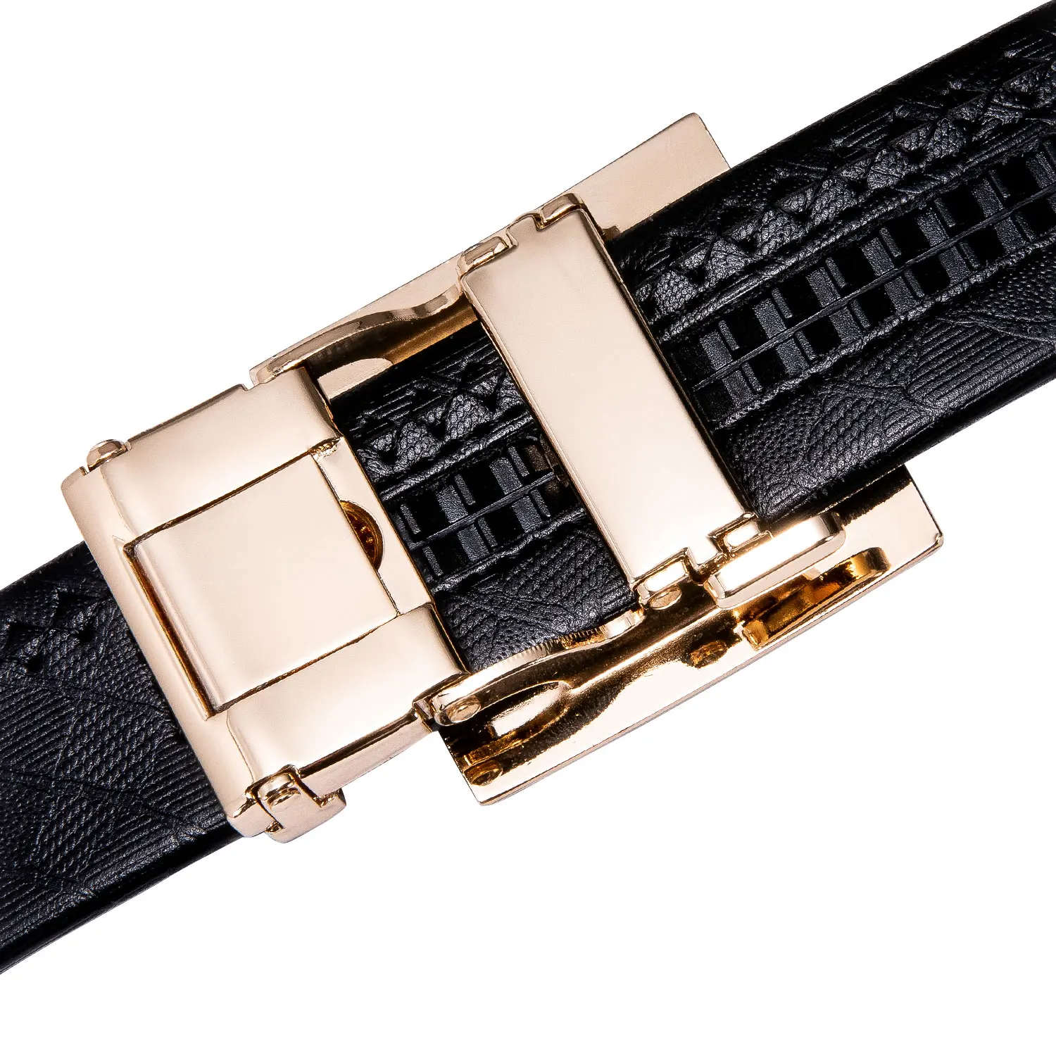 Ремень мужской из натуральной кожи с тигровой пряжкой золотой автоматической