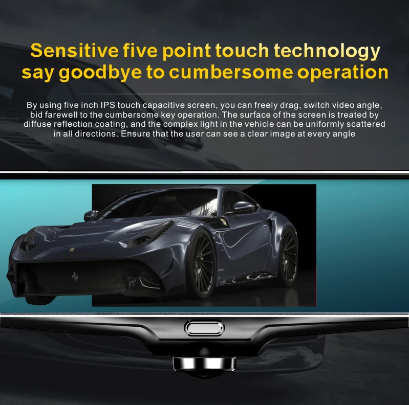 Maiyue star 1" 360 градусов панорамный 5 сторонний без мертвых углов HD Автомобильный видеорегистратор полный экран потоковая передача медиа сенсорный экран ЖК-дисплей приборная панель камера