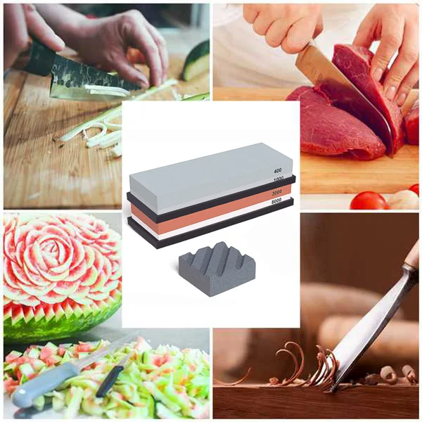 

HOT SALE Knife Sharpening Stone Set with Flattening Stone 400/1000 3000/8000 Grit Water Stone,Whetstone Knife Sharpener Stone