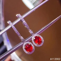 kjjeaxcmy fine jewelry natural ruby 925 sterling silver women gemstone earrings support test luxury hot selling
