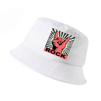 fashion rock logo bucket hat men and women summer k pop fisherman hats music logo band dad cap hip hop panama fishing caps