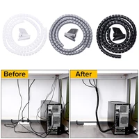 2020 flexible protector management cable spiral cable organizer winder desk tidy cable storage pipe cord accessories