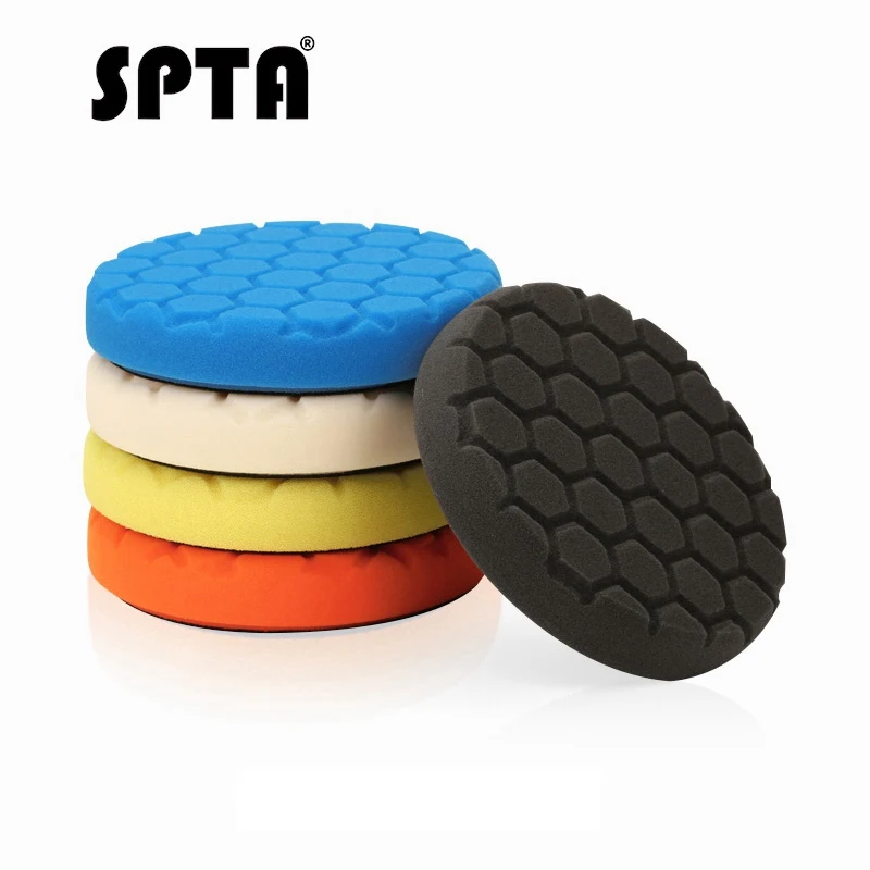 SPTA " 5" " 7" Губка для полировки, спасательный воск, сменный шестигранный логический Полировочный диск, Полировочный диск из полиэфирной пены высокой плотности - Цвет: 5pcs Mix Color