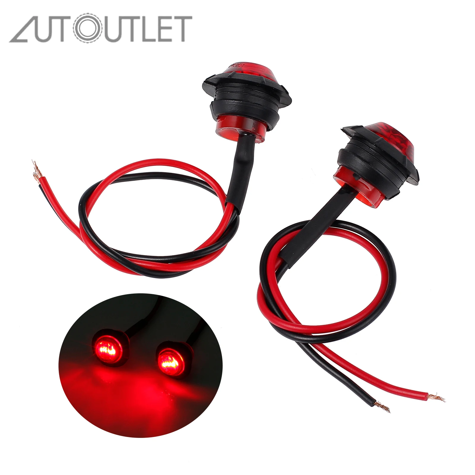 

AUTOUTLET 4PCS 12V Truck Side Marker Lights Red Color Lighting Indicator Lamp for Trailer Caravan Car Front Rear Left Right Side