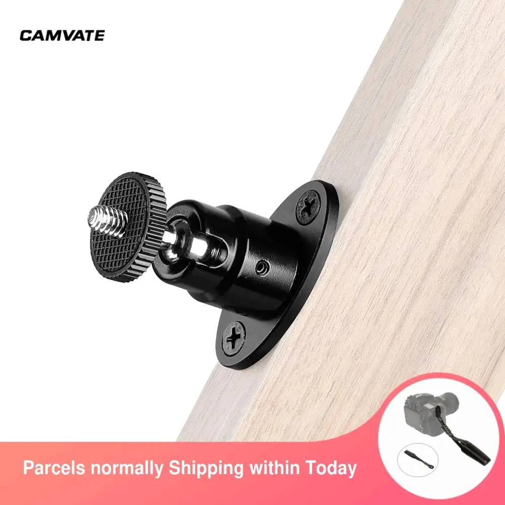 

CAMVATE Security Wall Mount Stand Bracket With 1/4"-20 Male 360 Rotate Mini Ball Head For Table/ Podium/Wall /Ceiling Supporting