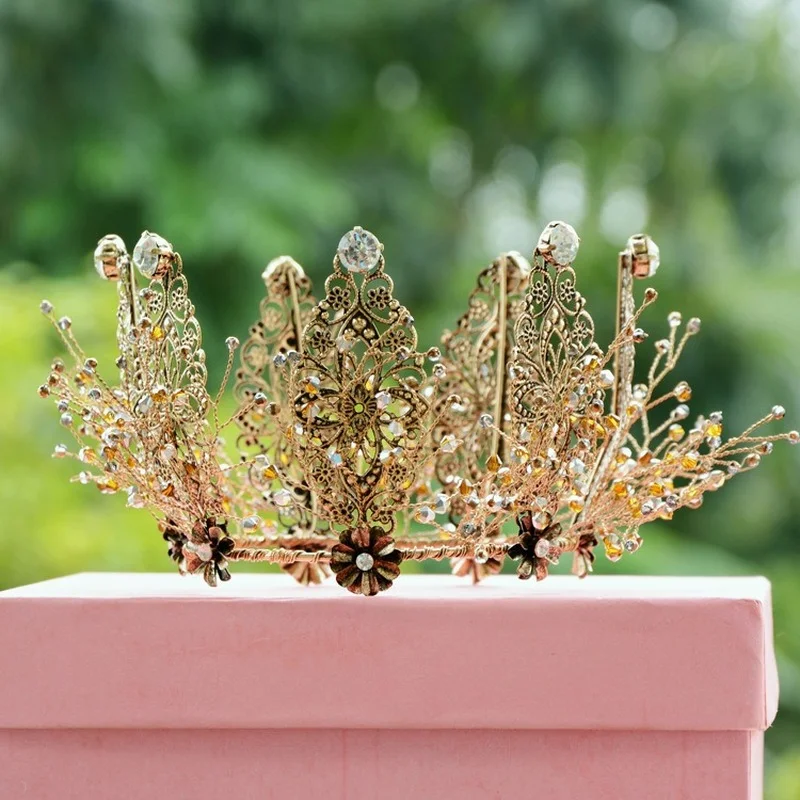 

Vintage Wedding Headdress Round Bridal Crown Bridal Ornament Boutique Headdress Handmade Crystal Wedding Ornament