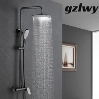 black bath faucet wall mount spa rainfall bathroom shower set hot cold shower system bidet bathtub faucet mixer crane faucet