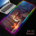 Большой коврик для мыши XGZ с тигровым животным, RGB, компьютерный коврик для мыши с подсветкой, коврик со светодиодной подсветкой для клавиатуры, Настольный коврик