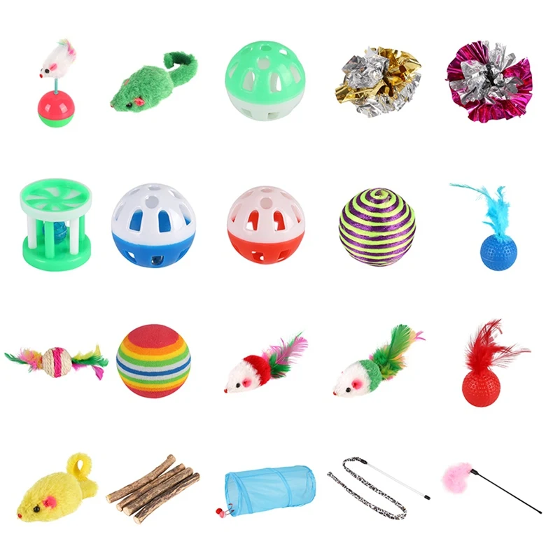 

20Pcs Variety Pack Cat toys False Mouse Interactive Mini Funny Pet Cat Tunne Animal Playing Toys For Cats Kitten