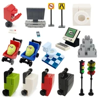 friends city computer traffic light baby carriage accessories assemble building blocks girl friends kids toys diy model