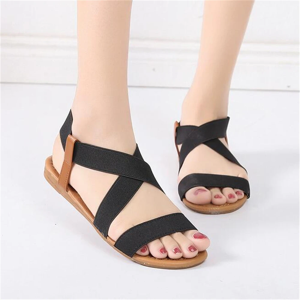 

Women Sandals Spring Summer Ladies Shoes Low Heel Anti Skidding Beach Shoes Peep-toe Casual Walking Flat Sandalias Female