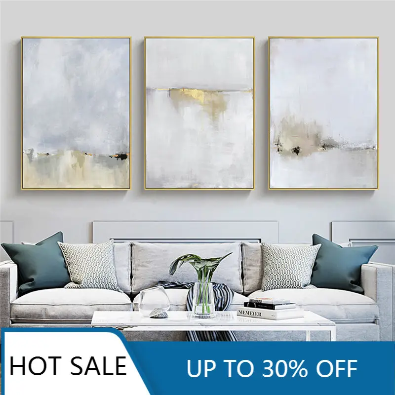 Золотистая и белая абстрактная настенная Картина на холсте постеры принты