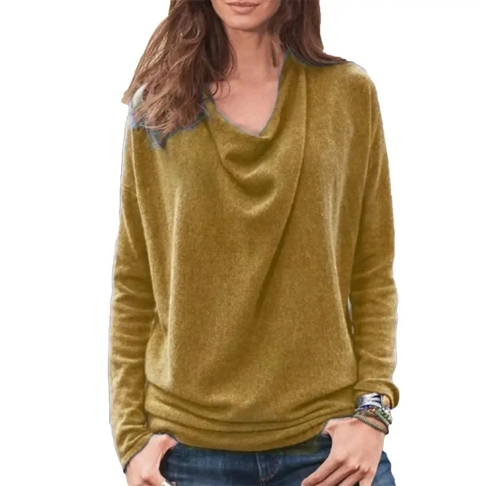 

Hot Women Shirt Casual Solid Color V Neck Long Sleeve Pullover Loose Plus Size Blouse Elegant Blouse Shirts