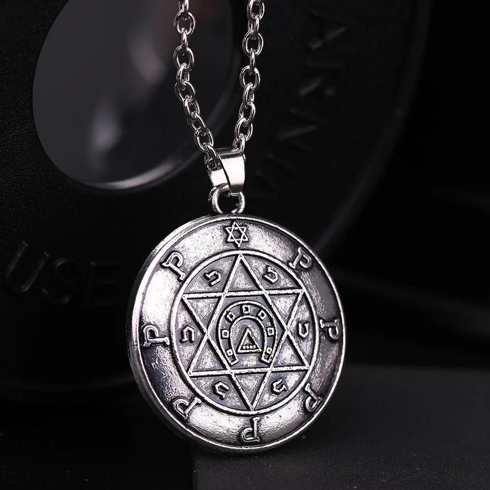 LIKGREAT винтажное ожерелье со звездой Давида Круглый Кулон удачи амулет ювелирные