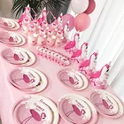 Розовый фламинго набор одноразовой посуды Festa Фламинго чашка тарелка салфетки позволяет Фламинго Festa С Днем Рождения Декор для девушек с рисунком фламинго