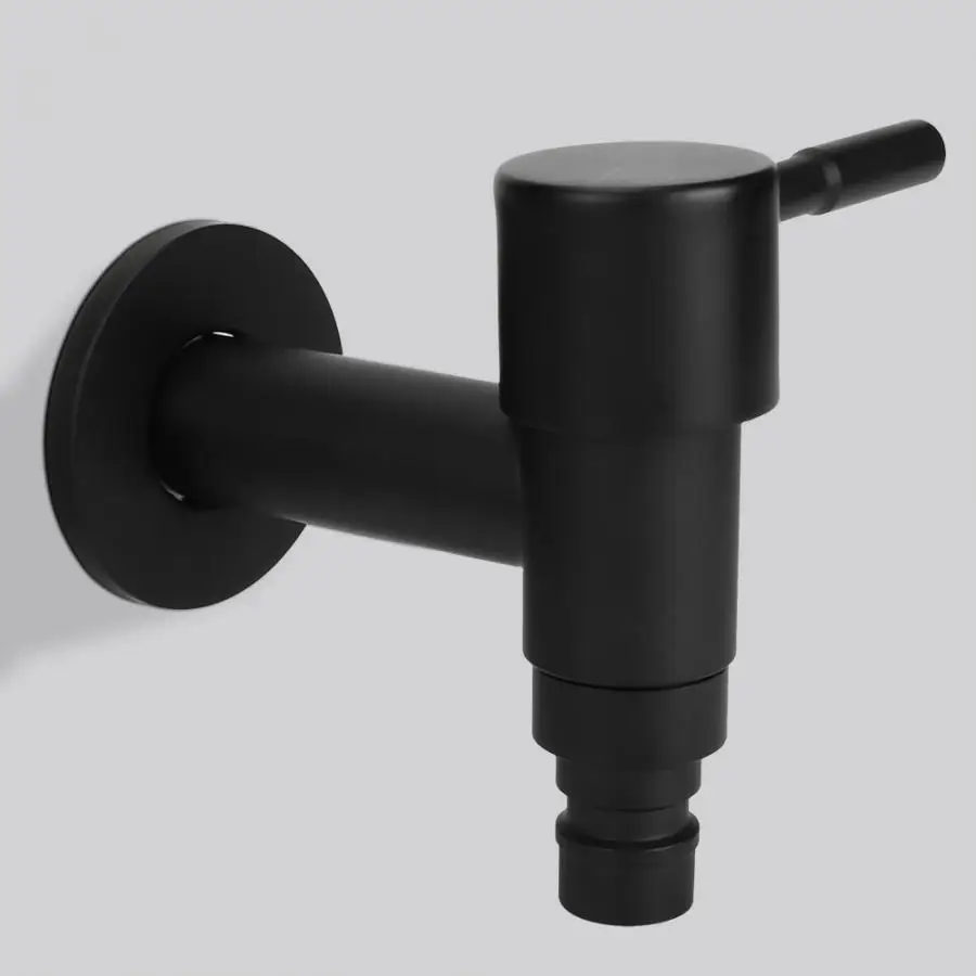 Кран для стиральной машины бытовой из нержавеющей стали черный быстрый