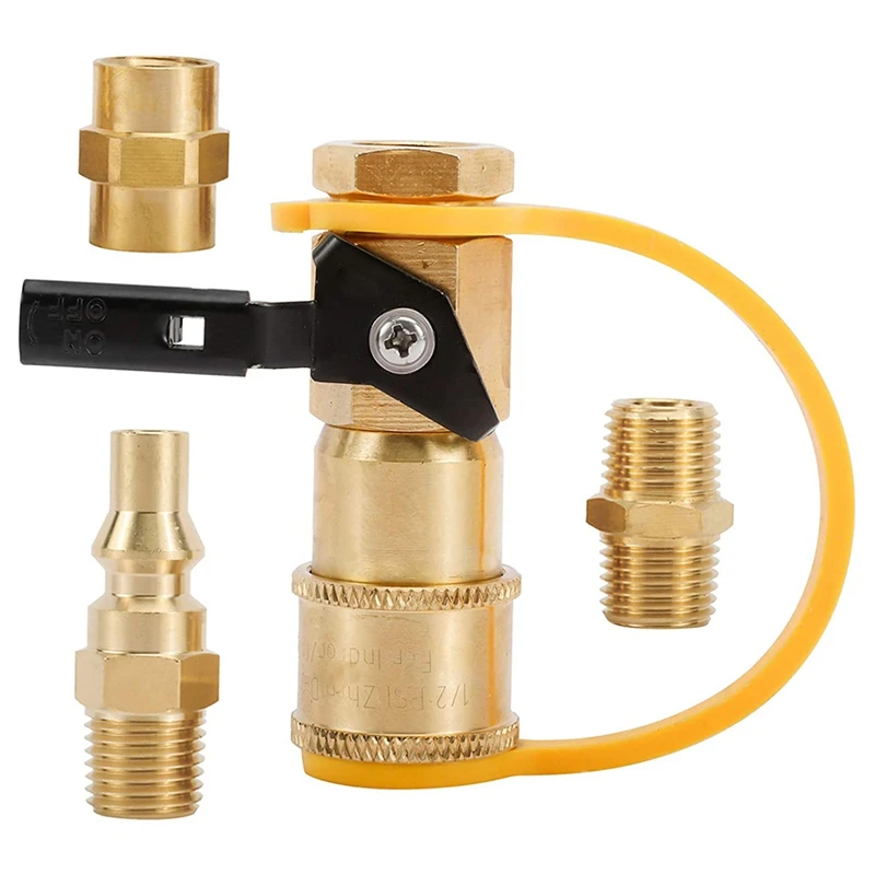 

4Pcs RV Propane Quick Connecting Adapter 1/4 Inch Shutoff Valve and Full Flow Plug for Propane Hose