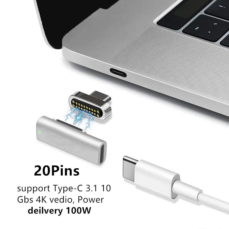 Магнитный адаптер USB Type C 20 Pins 3 1 10 PD 100 Вт разъем для быстрой зарядки совместимый с