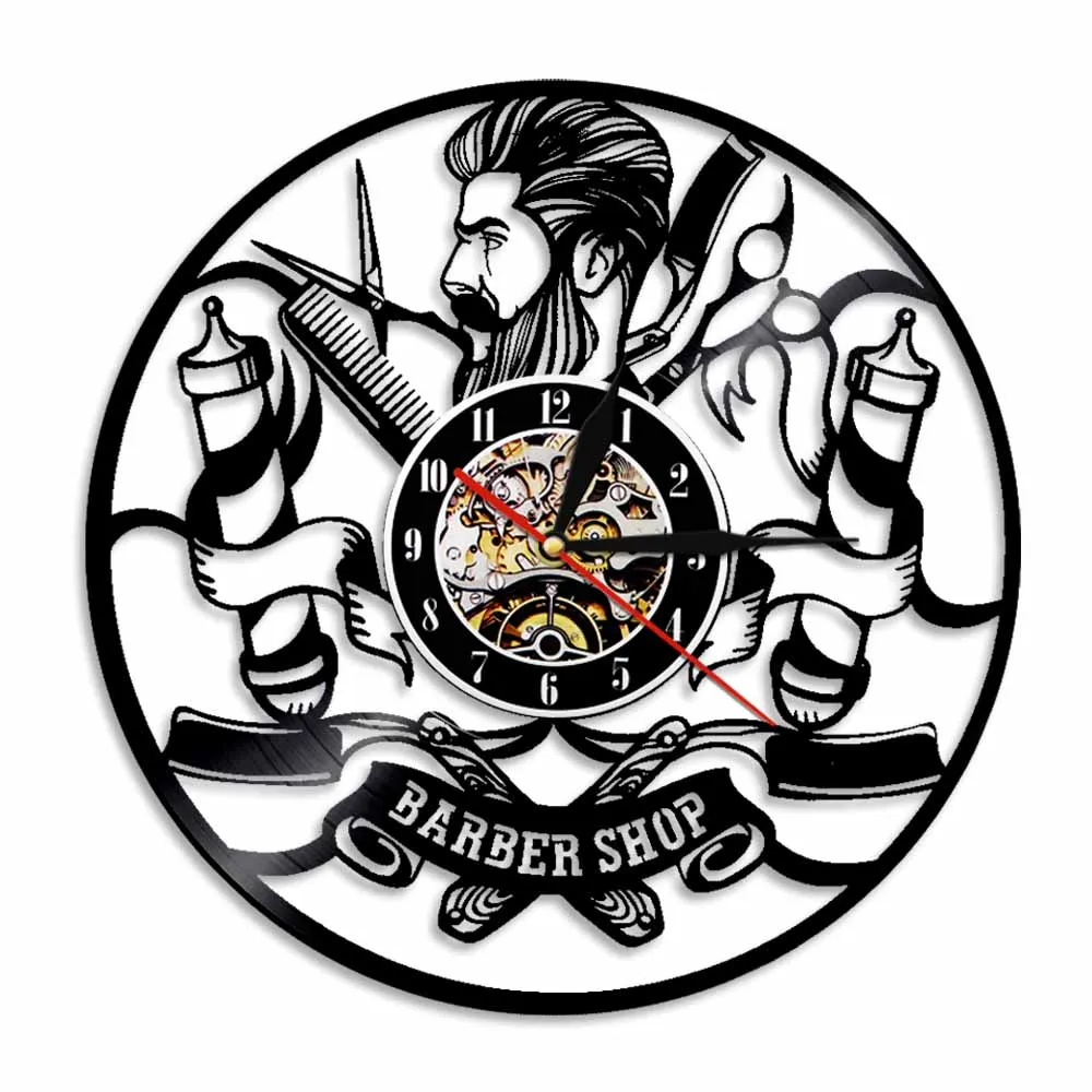 Светодиодный светильник для парикмахерской настенные часы с виниловыми