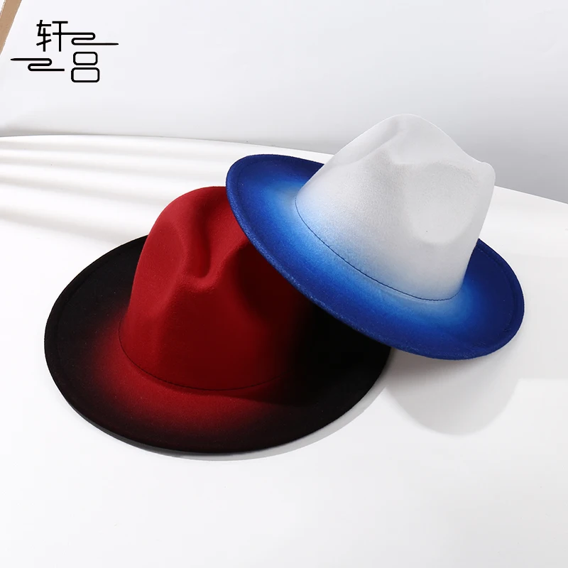 

Женская шапка в стиле ретро, модная шапка в британском стиле джаза с градиентом, двухцветная, на плоской подошве, уличная шерстяная шапка дл...