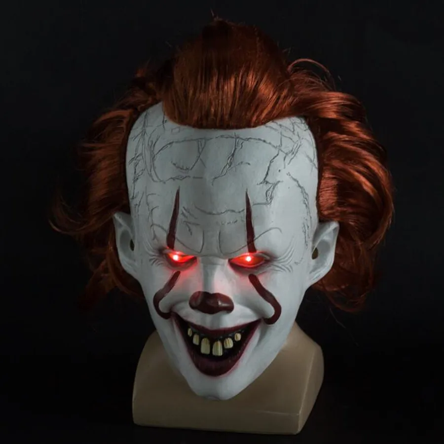 Светодиодный маска клоуна Pennywise Stephen King's It Chapter Two Masque Movie шлем для косплея маски