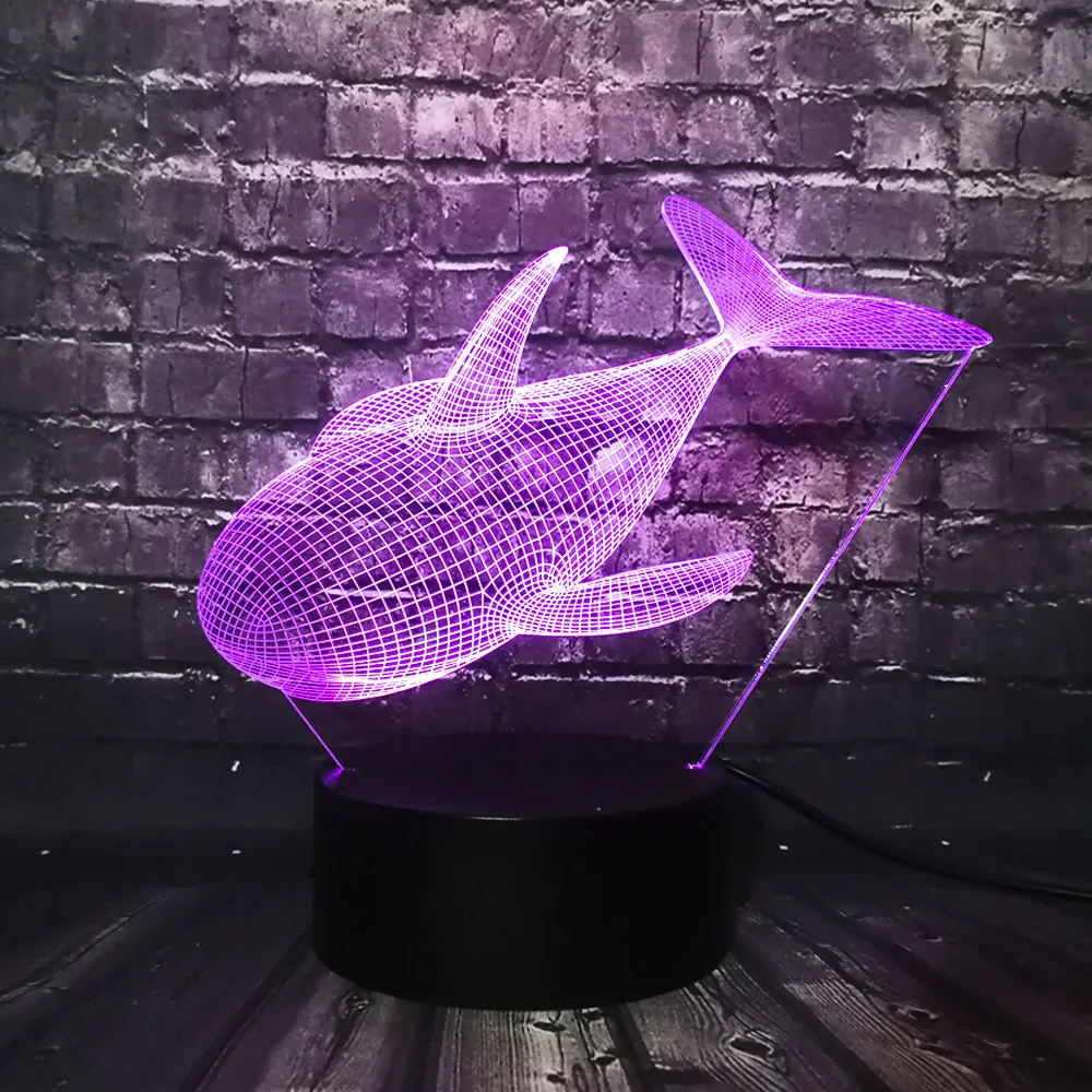 Милый морской Кит 3D светодиодный ночник блеск для детской спальни USB Сенсорная