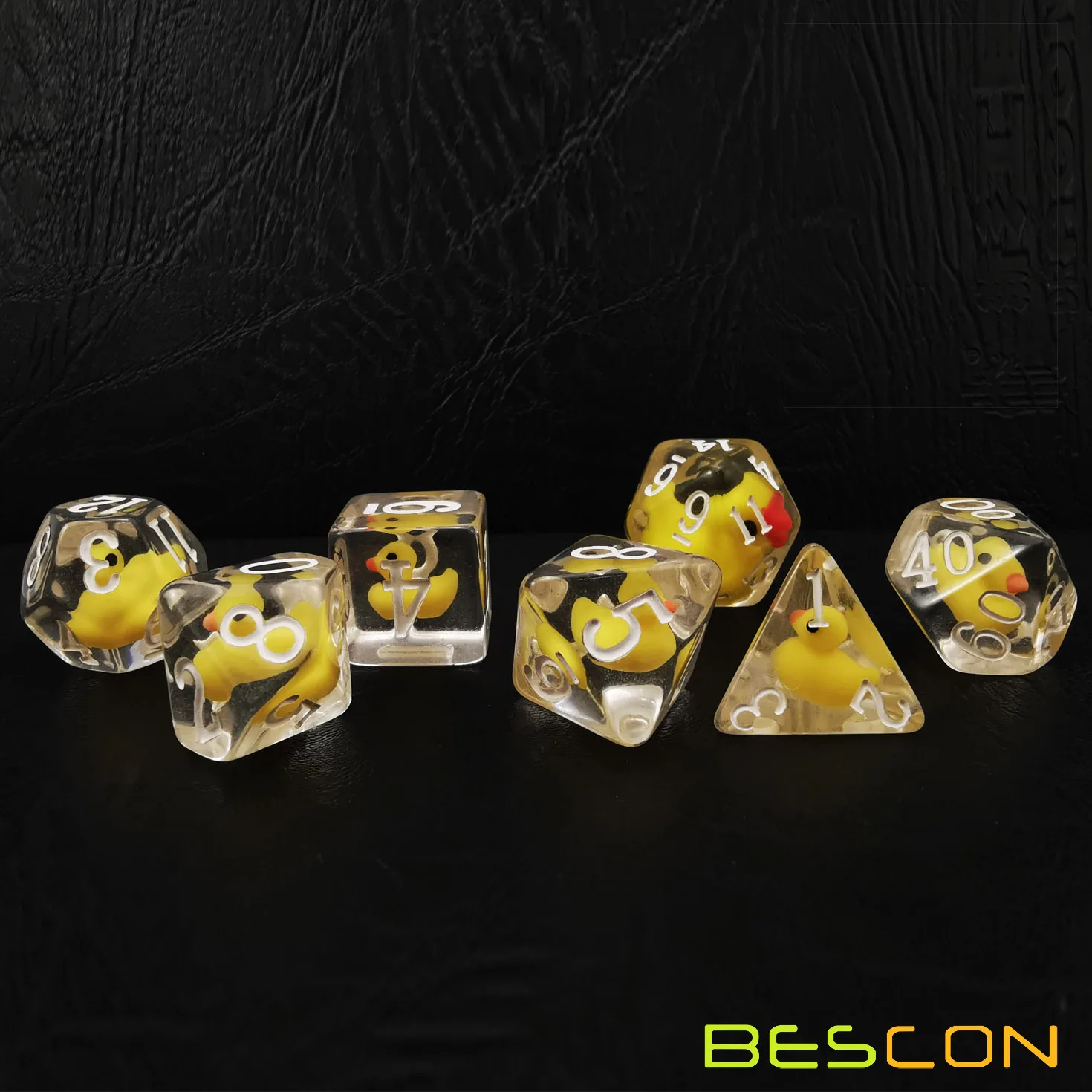 Bescon YellowDuck-Juego de dados RPG, juego de 7, novedad, juego de dados poli&eacute;dricos de pato amarillo-3