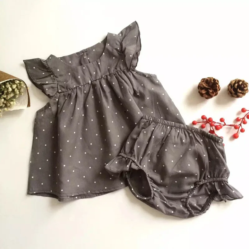 Летний комплект одежды в горошек для девочек от 0 до 3 лет хлопковый топ принцессы