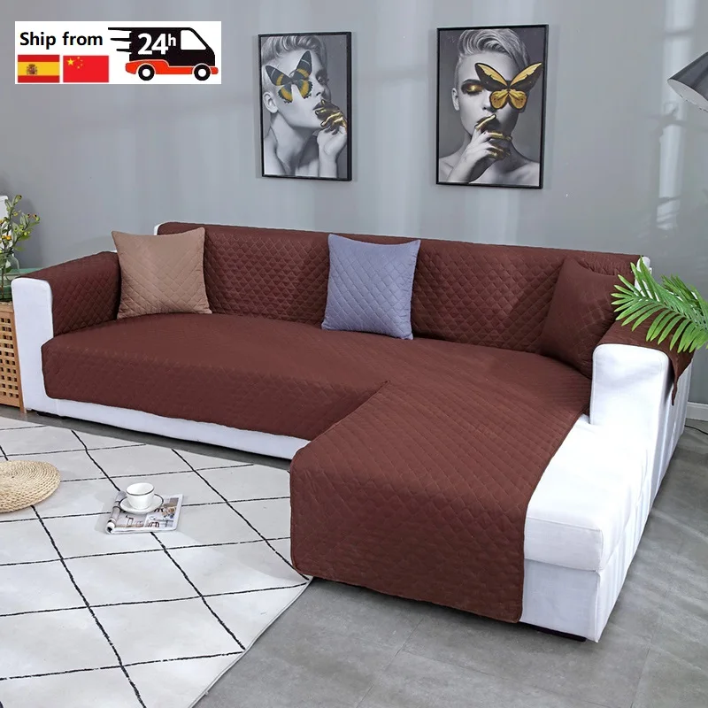 

Waterproof Corner Sofa Cover for Living Room Universal One Piece Couch Cover Quilted Slipcovers Sofa Protector 1/2/3/4 Seaters