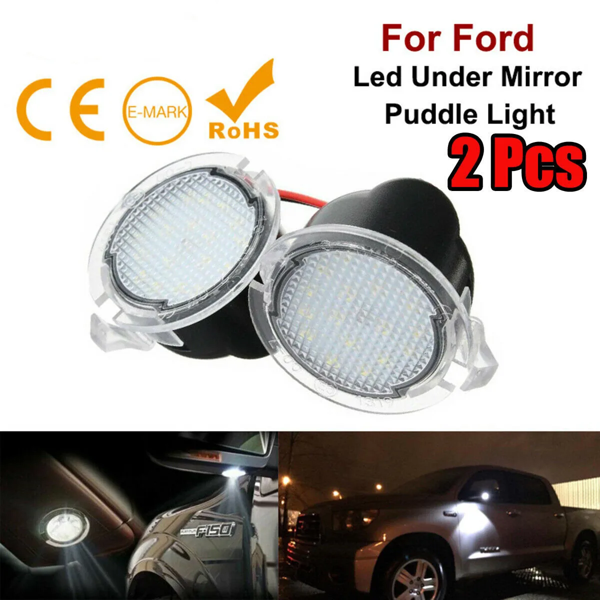

Xenon White LED Puddle Lights For Ford Taurus Edge Flex F150 Side Edge Flex Taurus LED puddle light assembly 12V Mirror Lights