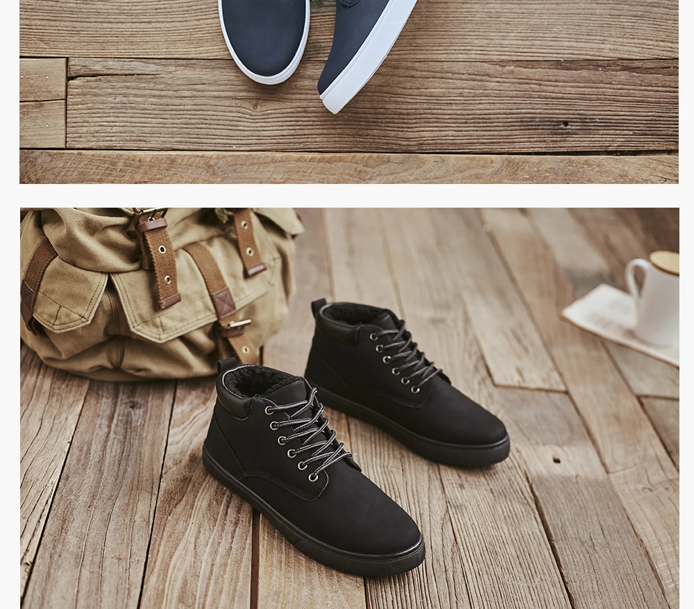 Men Warm Boots Man Winter Snow Boots Men Brand Fur Warm Ankle Botas hombre Male Casual Lace-up Luxury Leahter Men's Boots