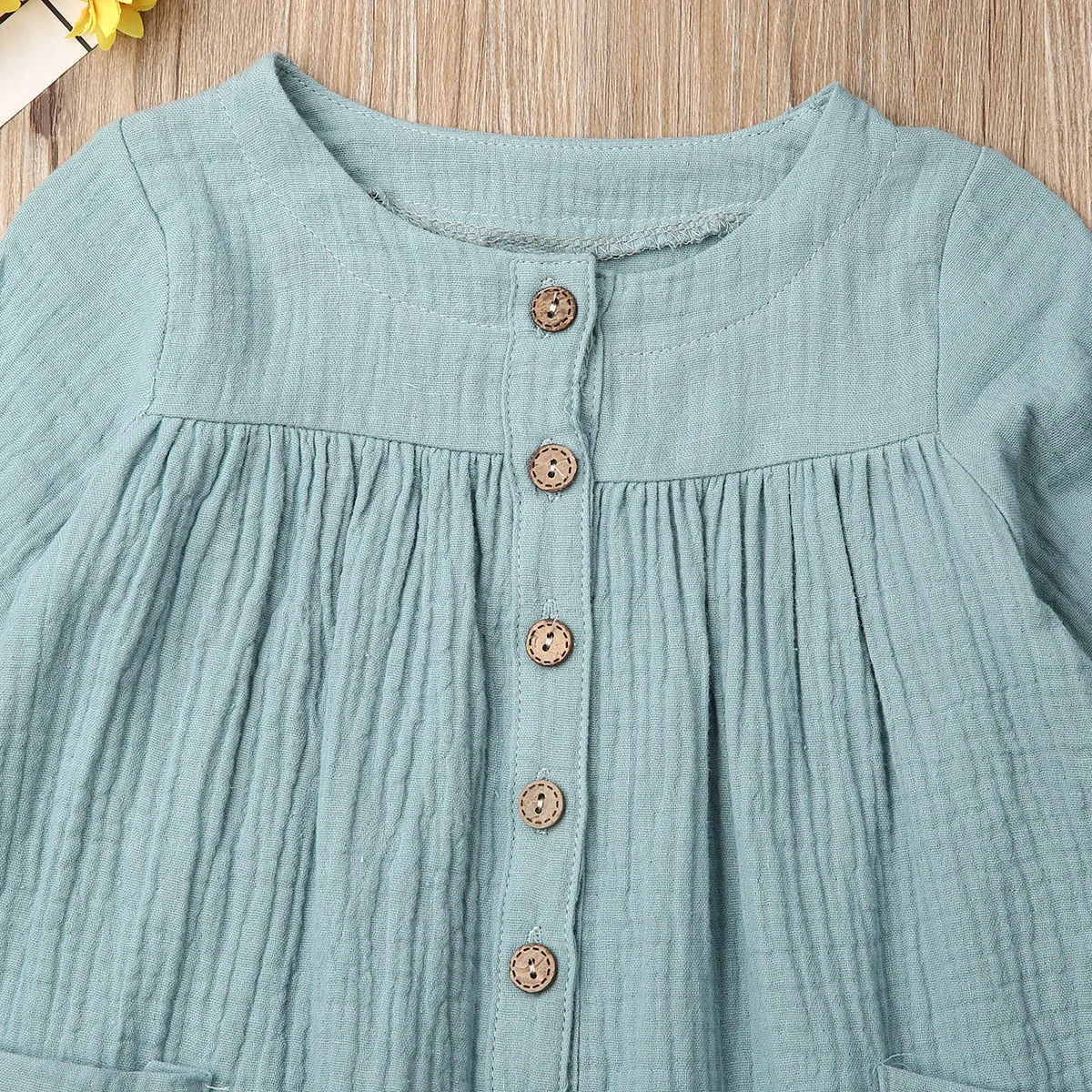 Girl Dress 2019 Autumn Toddler Baby Button Cotton and linen Tutu Party Pageant Casual Wedding | Детская одежда и обувь