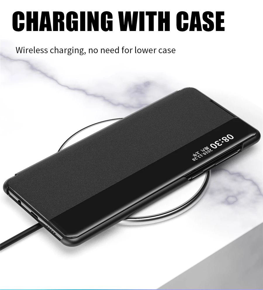 Luxury Smart View Flip Case For Xiaomi Redmi Note 10 9s 8 8t 7 6 5 Pro Leather Case For Redmi 9 8 9T 7 K20 Mi 11 10 10T Pro Case