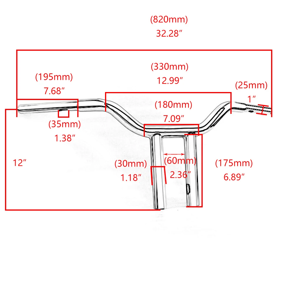 Руль мотоциклетный с Т-образным креплением 12/14 дюймов для Harley Sportster XL883 XL1200 X48 Dyna Low