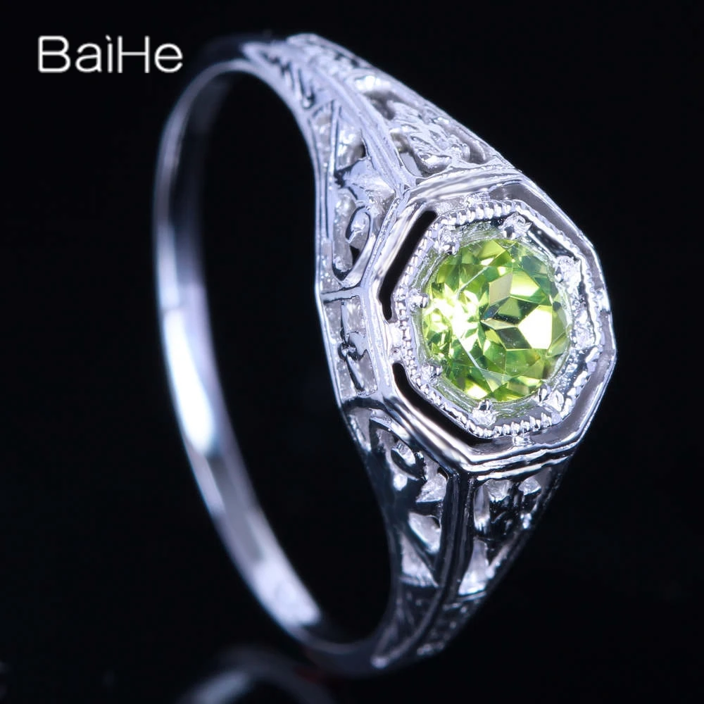 BAIHE однотонные 14K белые золотые зеленые хризолитовые бриллиантовые винтажные