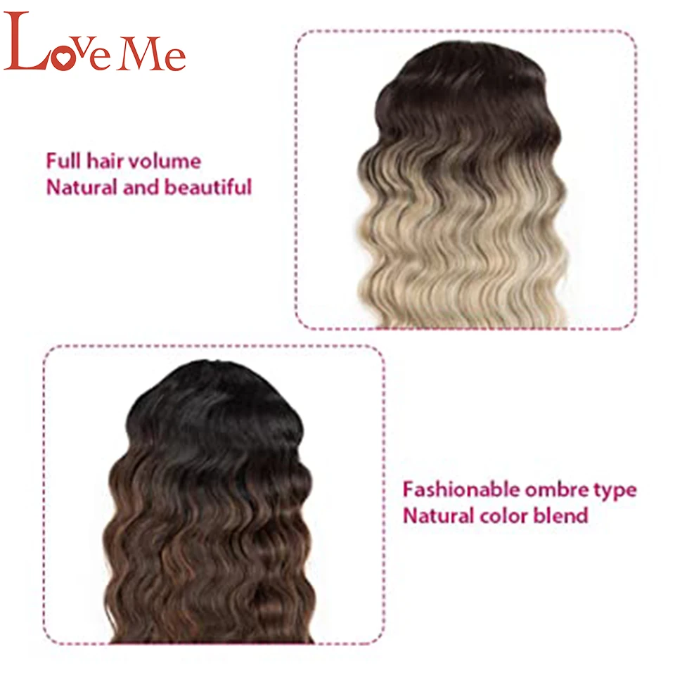 

LOVE ME Long Curly Ponytail Hair Synthetic Drawstring Ponytail Clip in Hairpiece Ombre Curly Wave Ponytail For Women