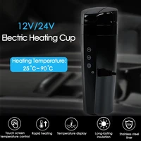 portable 12v24v car electric cup water heating home digital display insulation mug universal leakproof boiling coffee travel