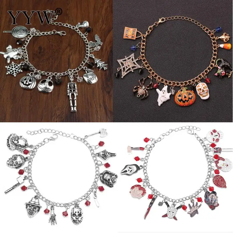 

Halloween Bracelet New Fashion Jewelry Pendant Bracelet Cartoon Plated Halloween Design Pendant Gift For Friend Party Unisex
