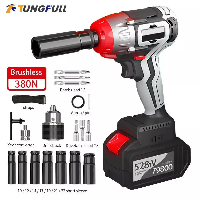 

Impact Wrench Cordless Brushless Screwdriver LED Wireless Power Hand Drill with Lithium Battery Torque Wrench Removal Power Tool