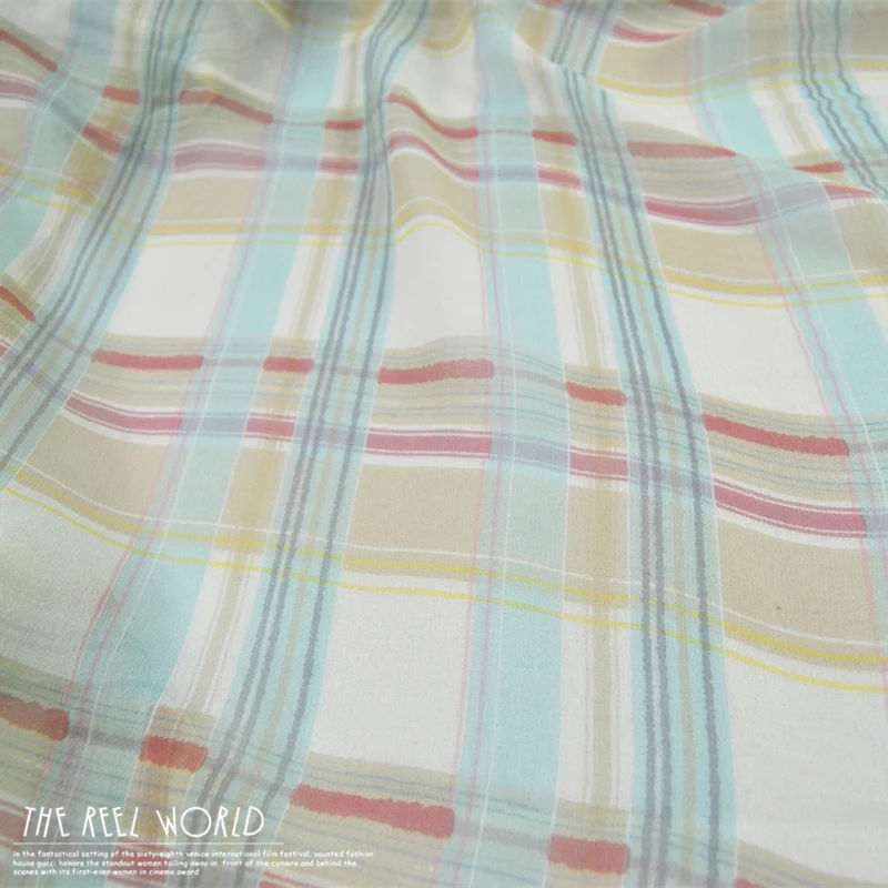 

Silk Georgette Chiffon Fabric Dress Plaid Lightweight Skirt Shirt DIY Sewing