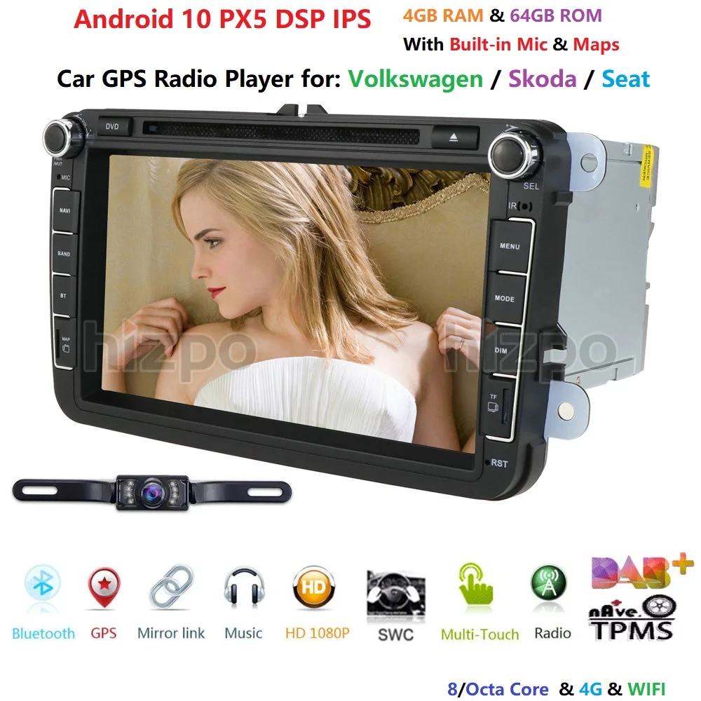 2 din Android 9 0 Восьмиядерный 4 Гб RAM 64 гром автомобильный DVD для VW Passat CC Polo GOLF 5 6 Touran EOS T5