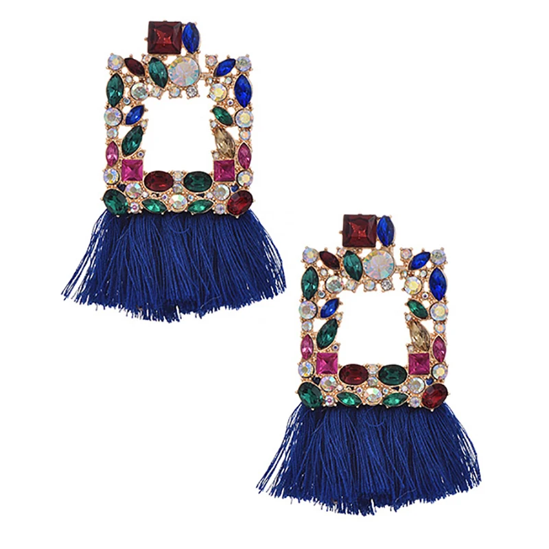 

ZHINI Boho Fashion Colorful Crystal Dangle Earring for Women Exaggeration Simple Tassel Earring Big Earring Jewelry brincos 2020
