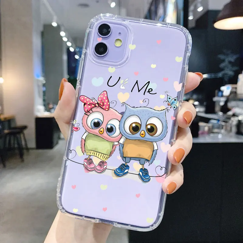 PUNQZY Прозрачный чехол для телефона с милыми животными iPhone 14 11 12 13 PRO Max XR XS 7 8 PLUS