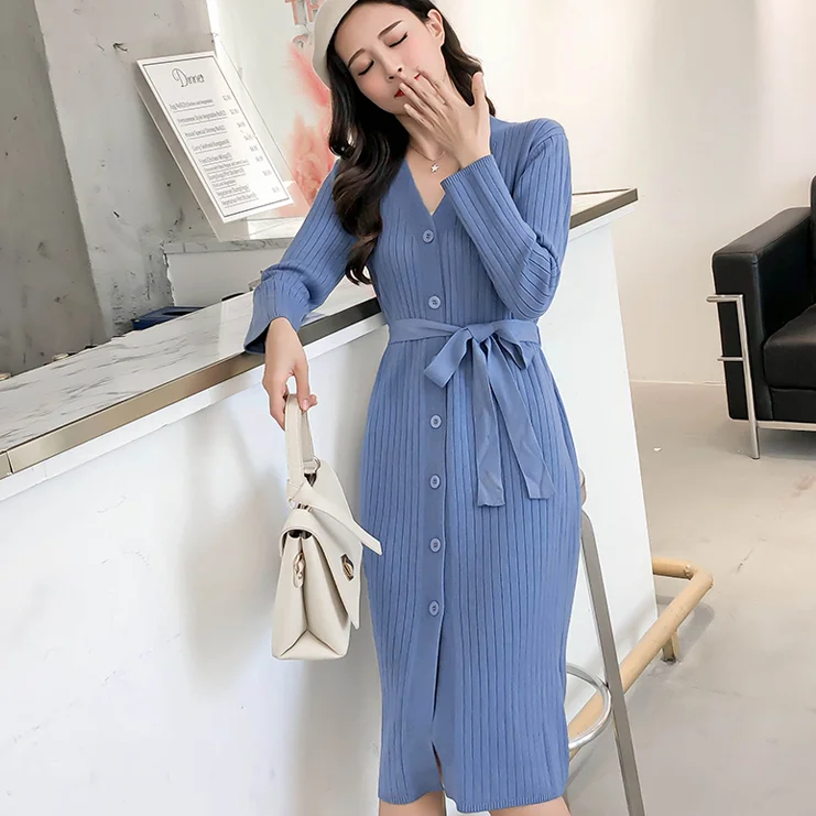 Autumn and winter long wool women's cardigan knitted cashmere female long-sleeved knee-length sweater coat |